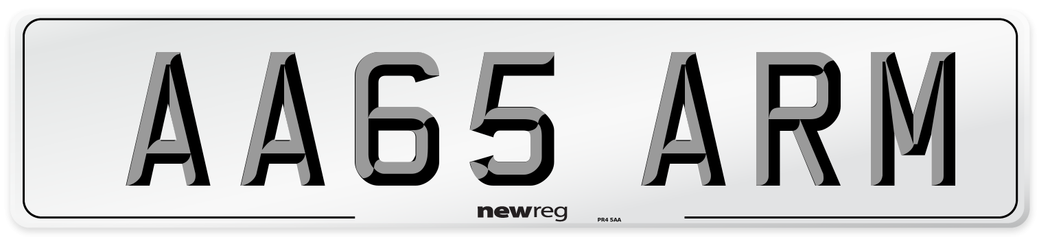 AA65 ARM Number Plate from New Reg